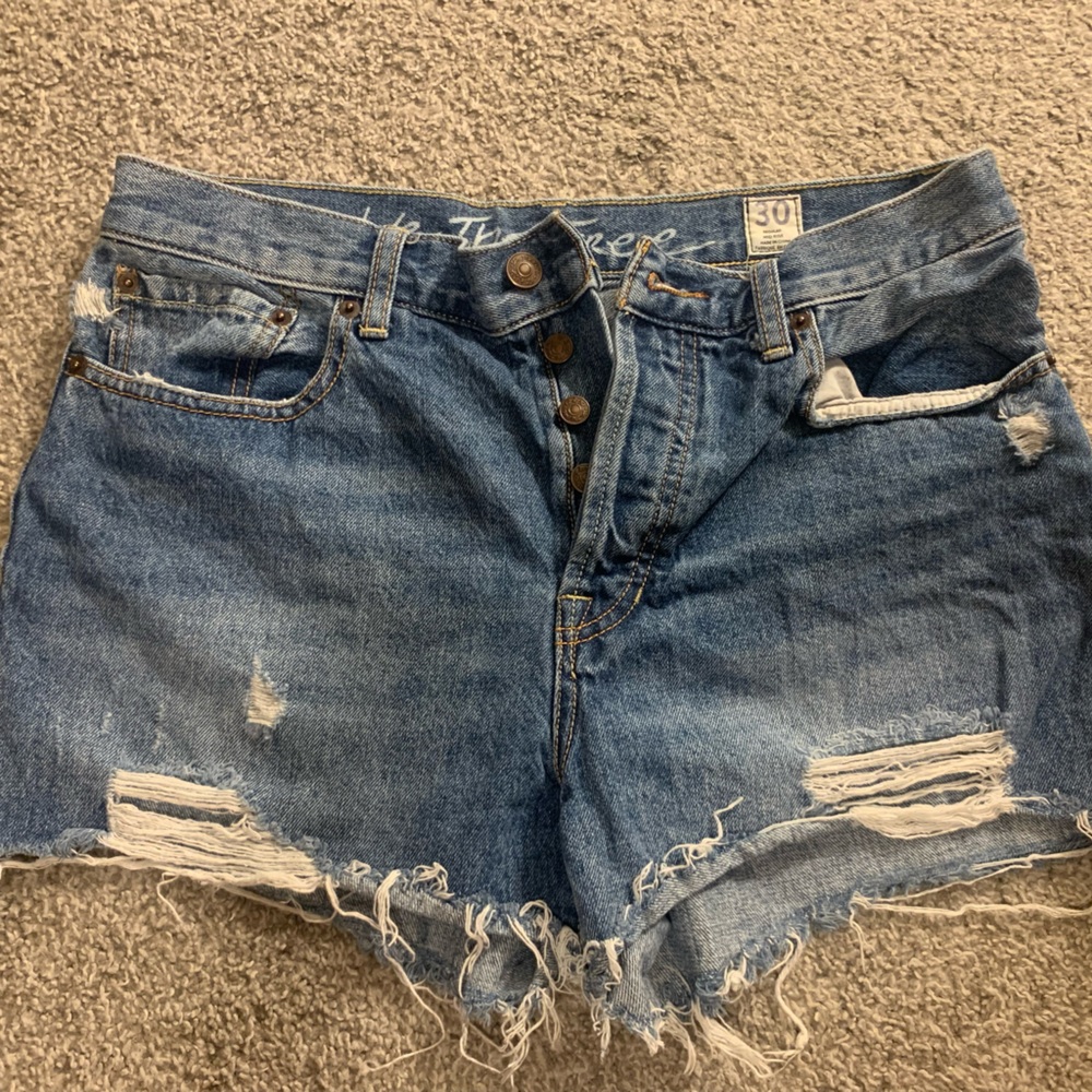We the Free High Waisted, Distressed Denim Shorts